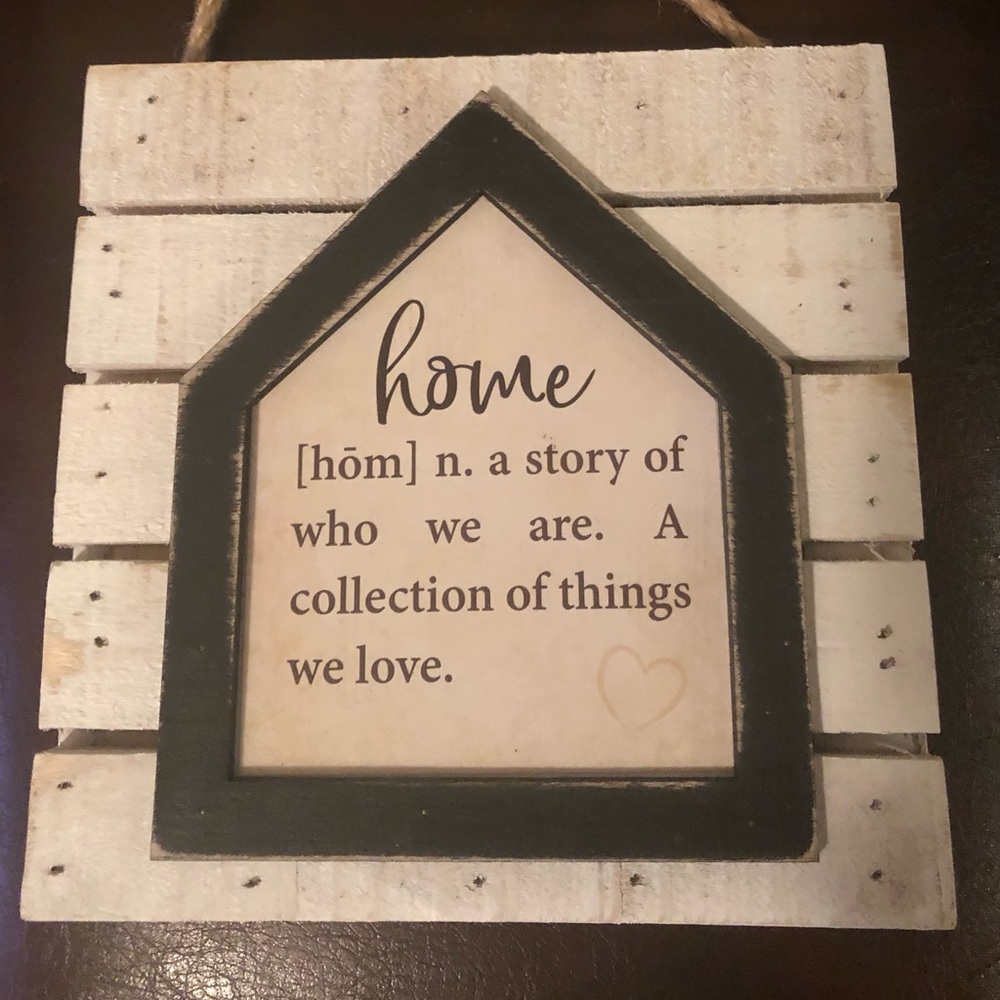 Cute little sign made out of wood. Measures about 6 inches by 6 inches.